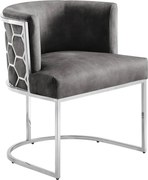 Scaun ELEGANCE catifea gri, otel inoxidabil argintiu