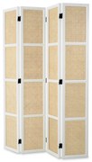 Paravan decorativ LUX, Lemn, Rattan, Bahamas alb