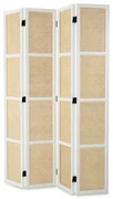 Paravan decorativ LUX, Lemn, Rattan, Bahamas alb