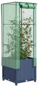 vidaXL Strat înălțat cu husă de seră, aspect ratan, 40x40x139 cm