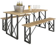 Outsunny set masă și bănci din lemn pentru 6-8 persoane, 160 cm, cu orificiu pentru umbrelă de 5 cm, design durabil,  maro | Aosom Romania