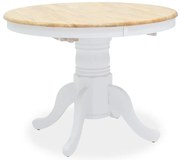 Masa Bucatarie/Dining Extensibila Lirma Din Lemn De Arbore De Cauciuc Finisaj  Alb-Stejar 100-138x75 Cm