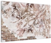 Tablou - Frescă florală pe un perete de cărămidă (90x60 cm)