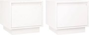 vidaXL Noptiere, 2 buc., alb, 35x34x32 cm, lemn masiv de pin