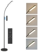 HOMCOM Lampadar de podea de salon cu telecomandă, control tactil, temperatură culori și luminiozitate reglabile, negru | Aosom Romania