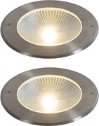 Set de 2 spoturi moderne de sol din oțel, inclusiv LED 20W - Bridge