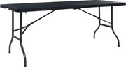 vidaXL Masă grădină pliabilă, negru, 180x75x72 cm, HDPE imitație ratan