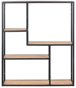 Bibliotecă de perete neagră/în culoare naturală cu aspect de lemn de stejar 75x91 cm Seaford – Actona