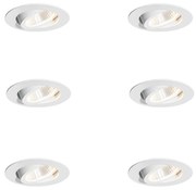 Set de 6 spoturi încastrate albe 6,8 cm, inclusiv LED 545 lm, cu dimmer IP65 - Gaius