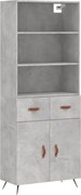 vidaXL Dulap înalt, gri beton, 69,5x34x180, lemn compozit