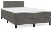 vidaXL Pat box spring cu saltea, gri închis, 120x190 cm, catifea