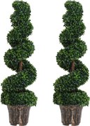 Outsunny Plantă Artificială Decorativă Buxus în Spirală cu Ghiveci Inclus, Ф32x120 cm, Verde | Aosom Romania