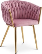 Scaun Dining Tip Fololiu Mira Catifea Roz, Picioare Aurii