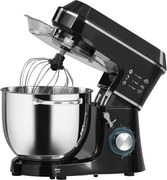 HOMCOM Mixer Planetar cu Bol Inox de 7L, 1400W, 6 Viteze Pulse, Cap Înclinat, Mixer Profesional Antiderapant cu Cârlig Frământare, Tel, Batător, Capac Anti-Stropire și Accesorii | Aosom Romania