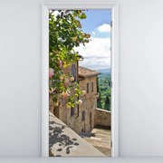 Fototapeta pentru ușă - trandafiri pe balcon (95x205cm)