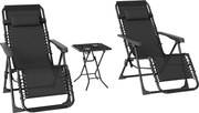 Outsunny Set de 2 Șezlonguri de Grădină cu Gravitație Zero și Măsuță cu Suport pentru Pahare, 47x47x54 cm, Gri | Aosom Romania