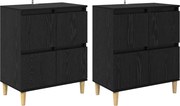 vidaXL Bufeturi 2 pcs Stejar Negru 60 x 35 x 70 cm Lemn compozit