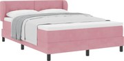 vidaXL Pat cu arcuri cu saltea cu headboard Roz 140 x 190 cm Catifea