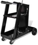 Cărucior de sudură, căruț negru cu 3 rafturi, organizator atelier