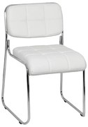 Scaun de așteptare alb HRC 608 din piele ecologică și cadru metalic suprapozabil