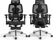 DeluxStar T10 Premium – Scaun ergonomic, cotiere 6D ultra moi, Suport Lombar 3 Zone Dinamice, Spătar ajustabil pe inaltime, Sezut Translatie, Tetiera 4D, mecanism multifunctional inclinare/blocare, pivotant, Mesh, Negru