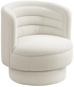 HOMCOM Fotoliu rotativ tapițat, fotoliu de lounge modern cu cadru din lemn de cauciuc, pentru sufragerie, dormitor, crem | Aosom Romania