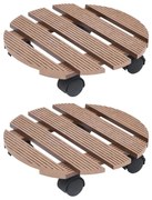 vidaXL Suporturi de plante cu role, 2 buc., maro, Ø30x7,5 cm, WPC