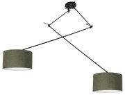 Lampă suspendată inteligentă neagră cu abajur 35 cm verde incluzând 2 Wifi A60 - Blitz