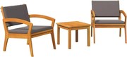 vidaXL Set bistro cu pernă 3 pcs Maro Poliester