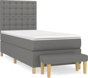 vidaXL Pat box spring cu saltea, gri închis, 100x200 cm, textil