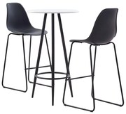 vidaXL Set mobilier de bar, 3 piese, negru, plastic
