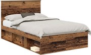 vidaXL Cadru de pat Lemn vechi 120 x 190 cm Lemn de pin masiv