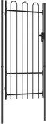 vidaXL Poartă de gard, o ușă, cu vârf arcuit, negru, 1 x 2 m, oțel