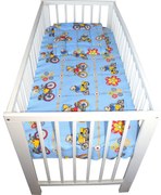 Lenjerie Patut Bebe Novokids™ din BUMBAC 100% , 3 Piese, Dimensiune Universala, PILOTA INCLUSA, Model Ursulet Bicicleta, Albastru