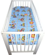Lenjerie Patut Bebe Novokids™ din BUMBAC 100% , 3 Piese, Dimensiune Universala, PILOTA INCLUSA, Model Ursulet Bicicleta, Albastru