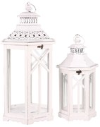 Set de felinare din lemn Cilindretto 2 buc, alb