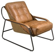 Fotoliu confortabil tapitat cu piele naturala Maro