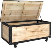 Outsunny Cutie de Depozitare pentru Exterior 121L cu Roți, Organizator din Lemn cu Armătură de Oțel, Maro | Aosom Romania