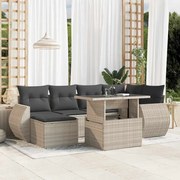 vidaXL Set canapele de grădină cu perne, 7piese gri deschis poliratan