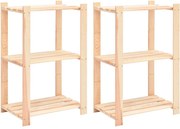 vidaXL Etajere cu 3 niveluri, 2 buc., 60x38x90 cm, pin masiv, 150 kg