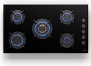 Klarstein Goldflame 5, plită cu gaz, autonomă, 5 arzătoare, control lateral, gaz/propano, ceramică, negru