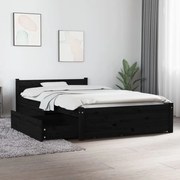 vidaXL Cadru de pat cu sertare, negru, 90x200 cm