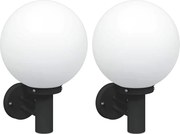 vidaXL Lumină de perete pentru exterior 2 pcs Negru 28 x 25 x 38 cm