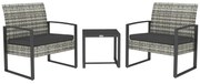 Outsunny Salon de jardin 3 piese 2 scaune cu perne + masă de cafea cu blat din sticlă securizată rășină tressée gri deschis | Aosom Romania