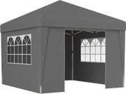 Outsunny Tonelă de grădină pliabilă 3 x 3 x 2,75 m anti-UV 30 + cu ferestre + pereți laterali + sac de transport gri închis | Aosom Romania