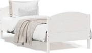 vidaXL Cadru pat fără saltea, alb, 90x190 cm, lemn masiv de pin