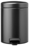 Cos cu pedala Brabantia NewIcon 1008838, 5 L, Inchidere lina, Baza antiderapanta, Gri inchis