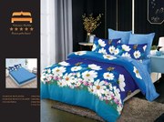 Set Lenjerie de pat 2 Persoane din Bumbac Tip Finet, cu Elastic, 6 Piese - Margarete