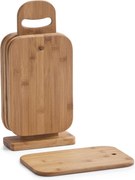 Set 6 tocatoare + suport din lemn de bambus ZELLER