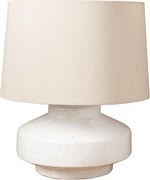 Lampă de masă din bumbac natur cu structură din ceramică albă, finisaj mat, 46×40 cm, „Gabaldia"